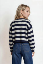 Exposed Hem Striped Sweater