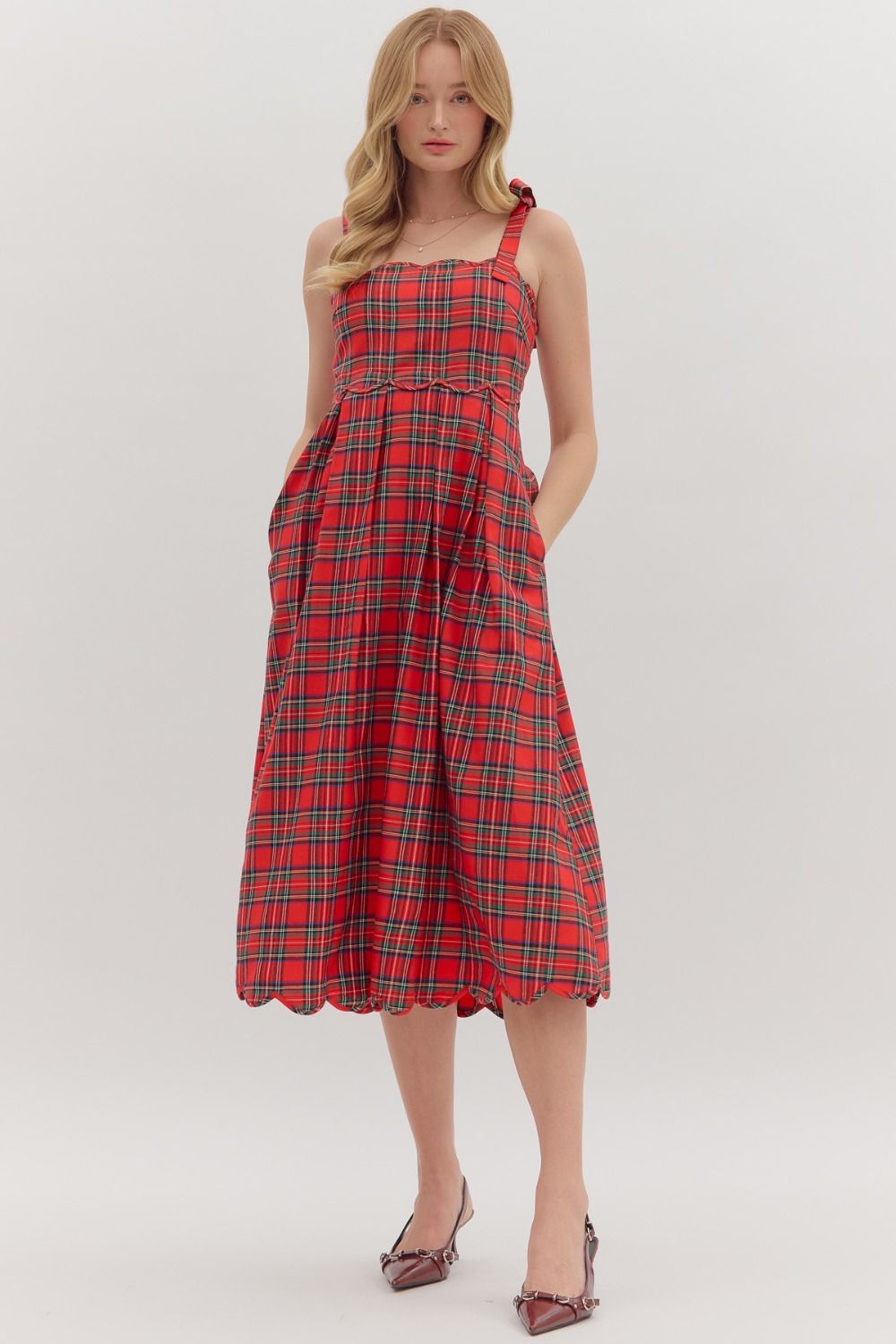 Red Plaid Midi