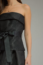 Floral Jacquard Strapless Dress