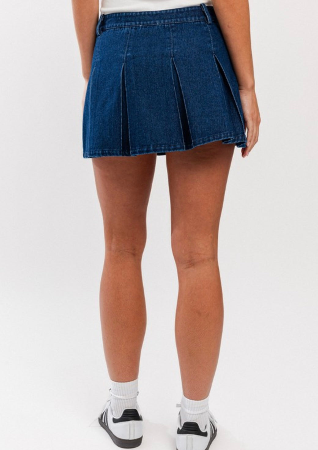 Denim Pleated Mini Skirt