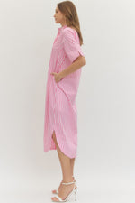 Pink Stripe Midi Dress