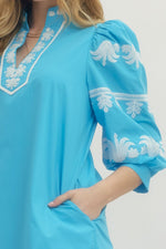 Contrast Embroidery Dress