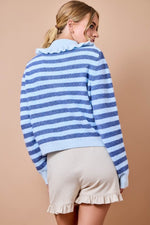 Sailor Collar Striped Cardigan