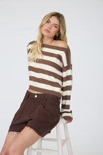 Exposed Hem Striped Sweater