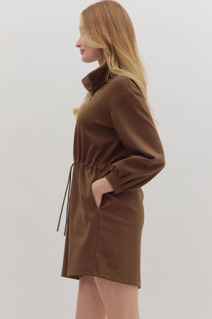 Coffee Half Zip Dress