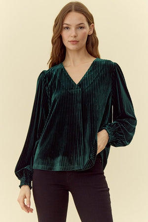 Pleated Velvet Top