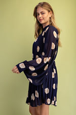 Dotted Mini Pleat Dress