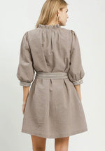 Textured Contrast Trim Dress
