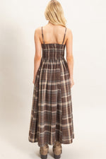 Plaid Smocked Midi Dress
