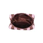 Pink Brown Stripe Makeup Bag