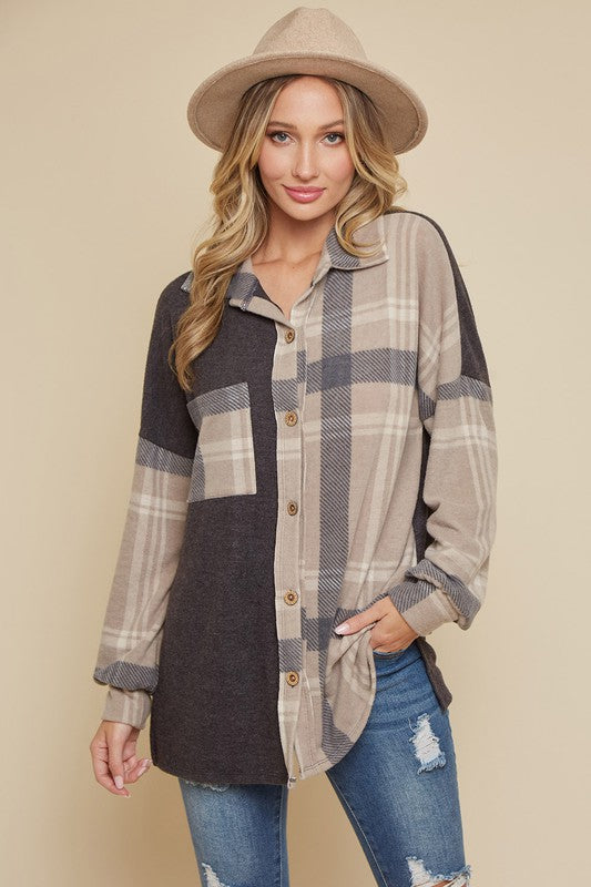 Plaid Colorblock Shacket