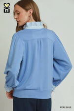 Stripe Ruffle Neck Top