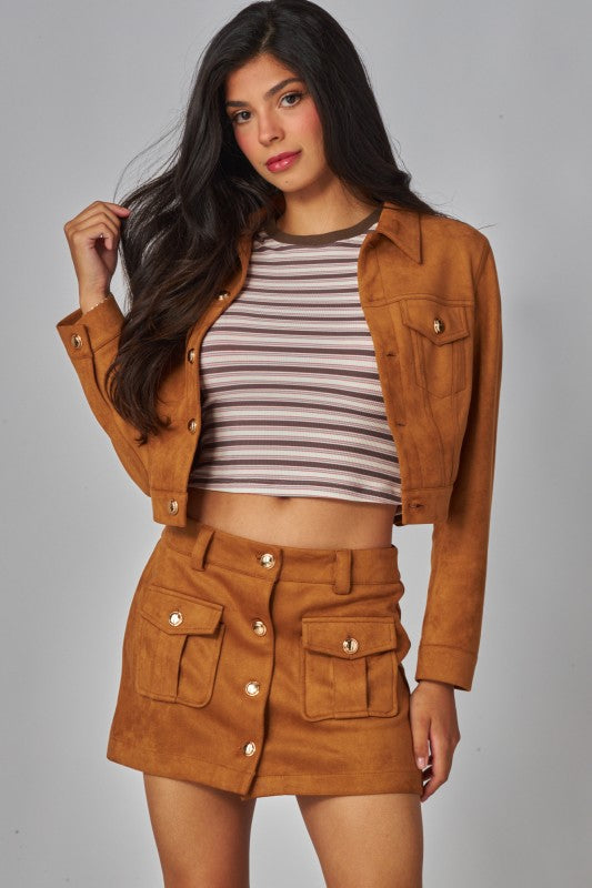 Suede Biker Skirt