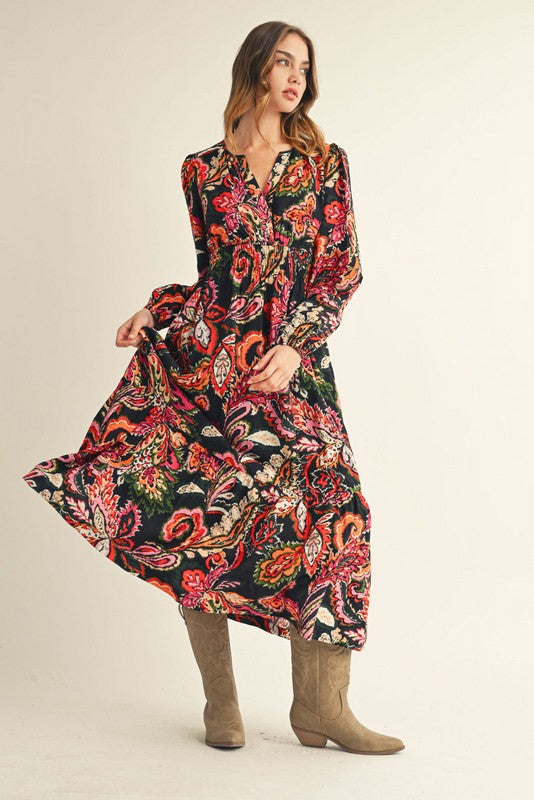 Smocked Paisley Midi
