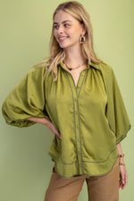 Satin Button Front Blouse