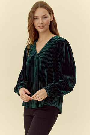 Pleated Velvet Top