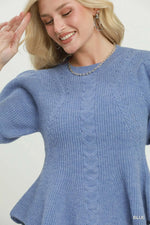 Cable Knit Peplum Sweater