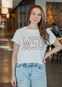 MSU Oversized Crop Tee