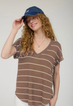 Stripe V-Neck Knit Top