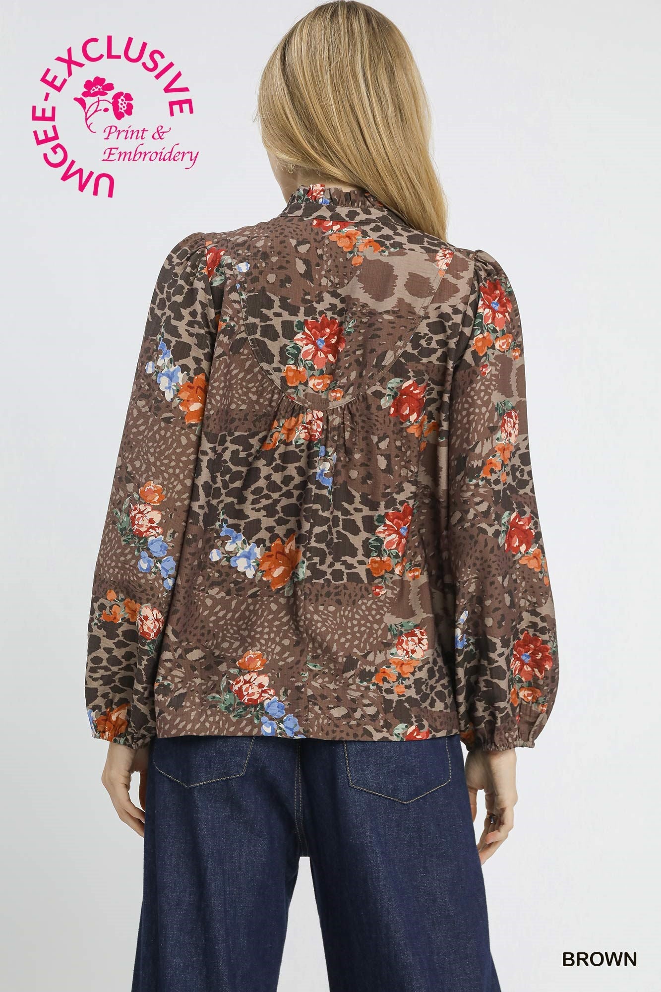 Animal Print Ruffle Top