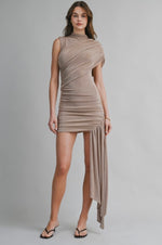 Mocha Ruched Mini Dress