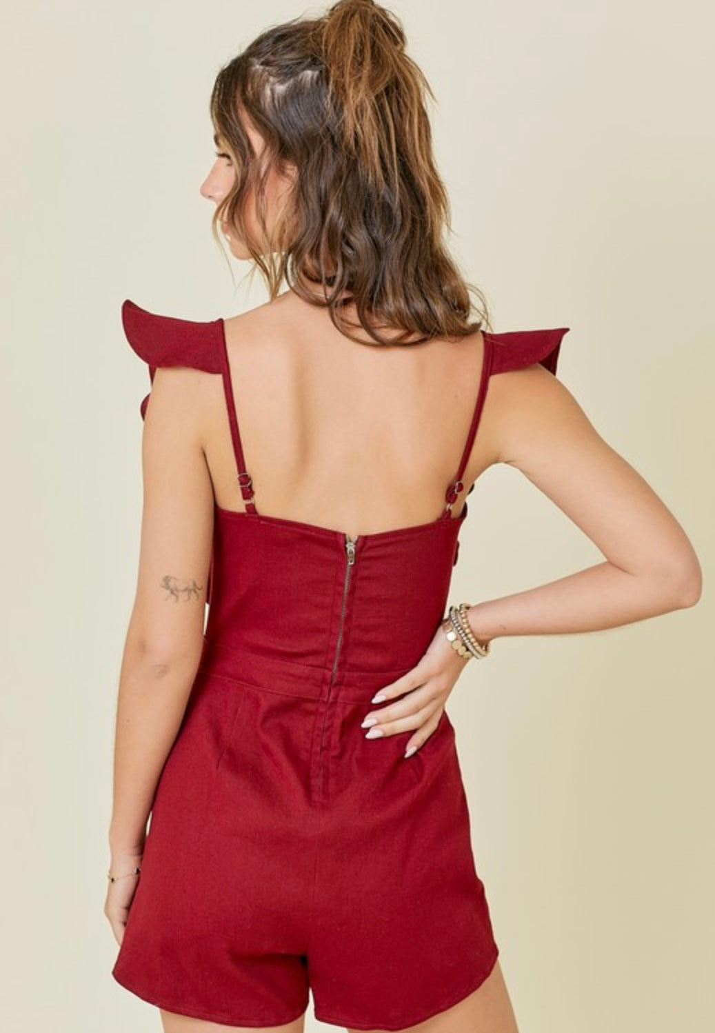 Maroon Ruffle Romper