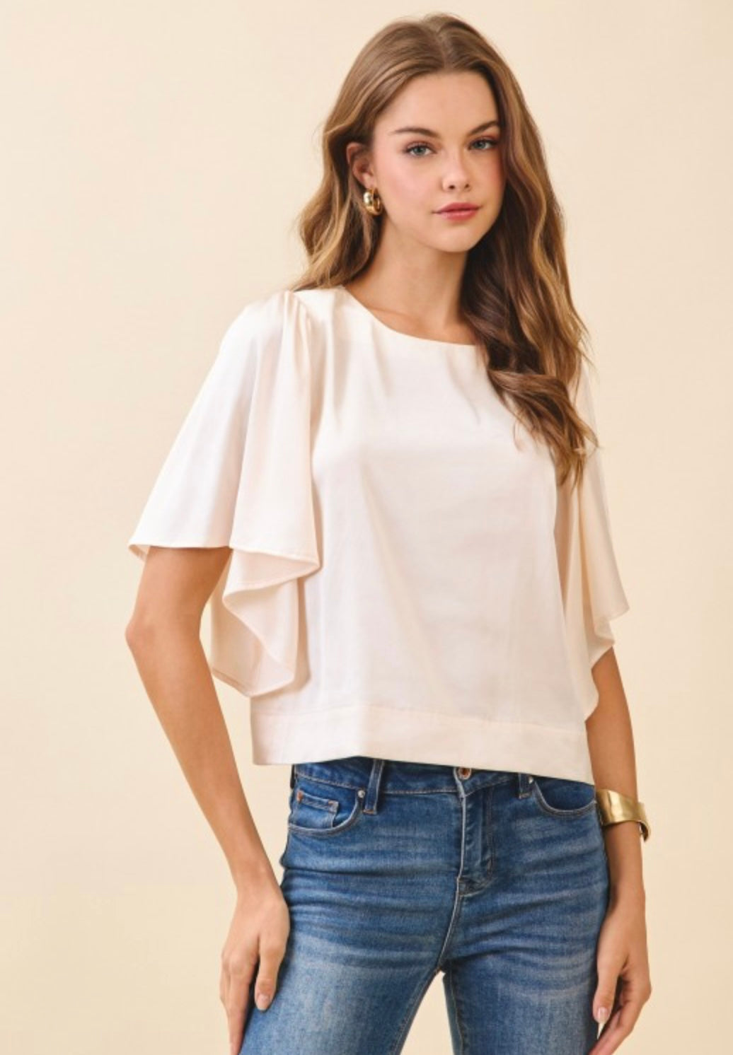 Flutter Sleeve Satin Top
