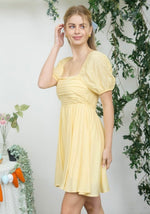 Pleated Yellow Mini Dress