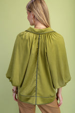 Satin Button Front Blouse