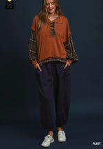 Plaid Contrast Pullover