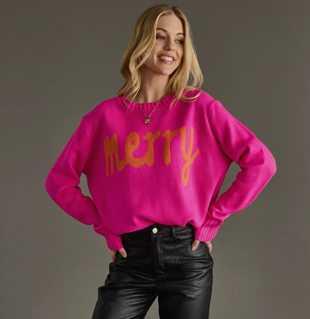 Bright Pink Merry Sweater