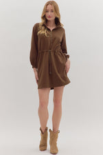 Coffee Half Zip Dress