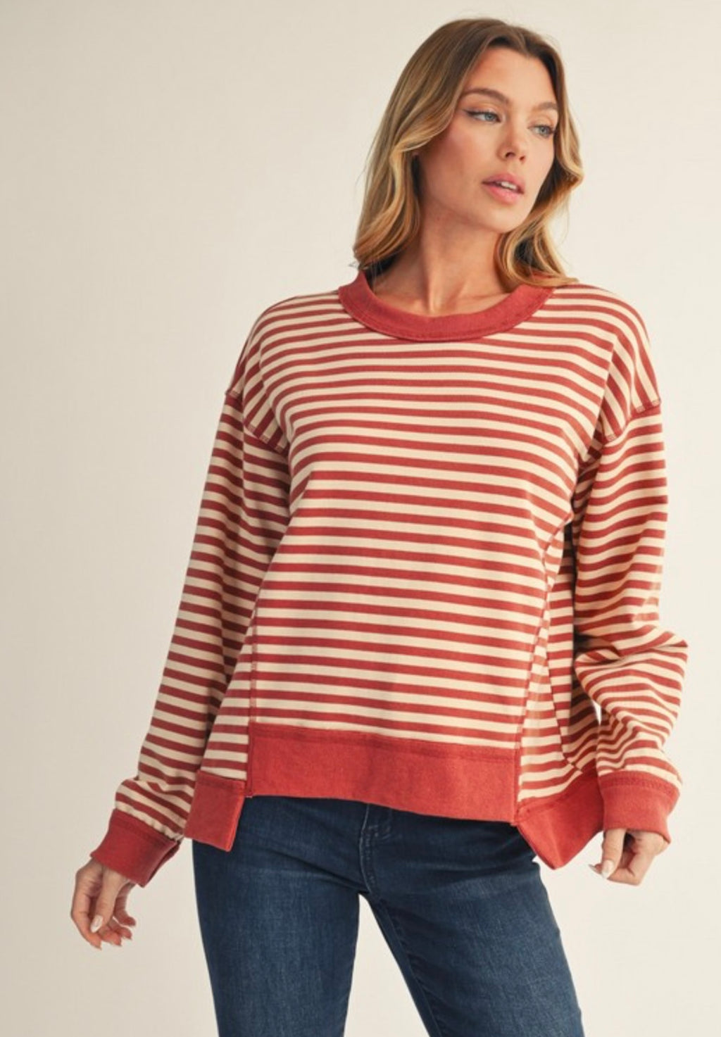 Drop Shoulder Stripe Top