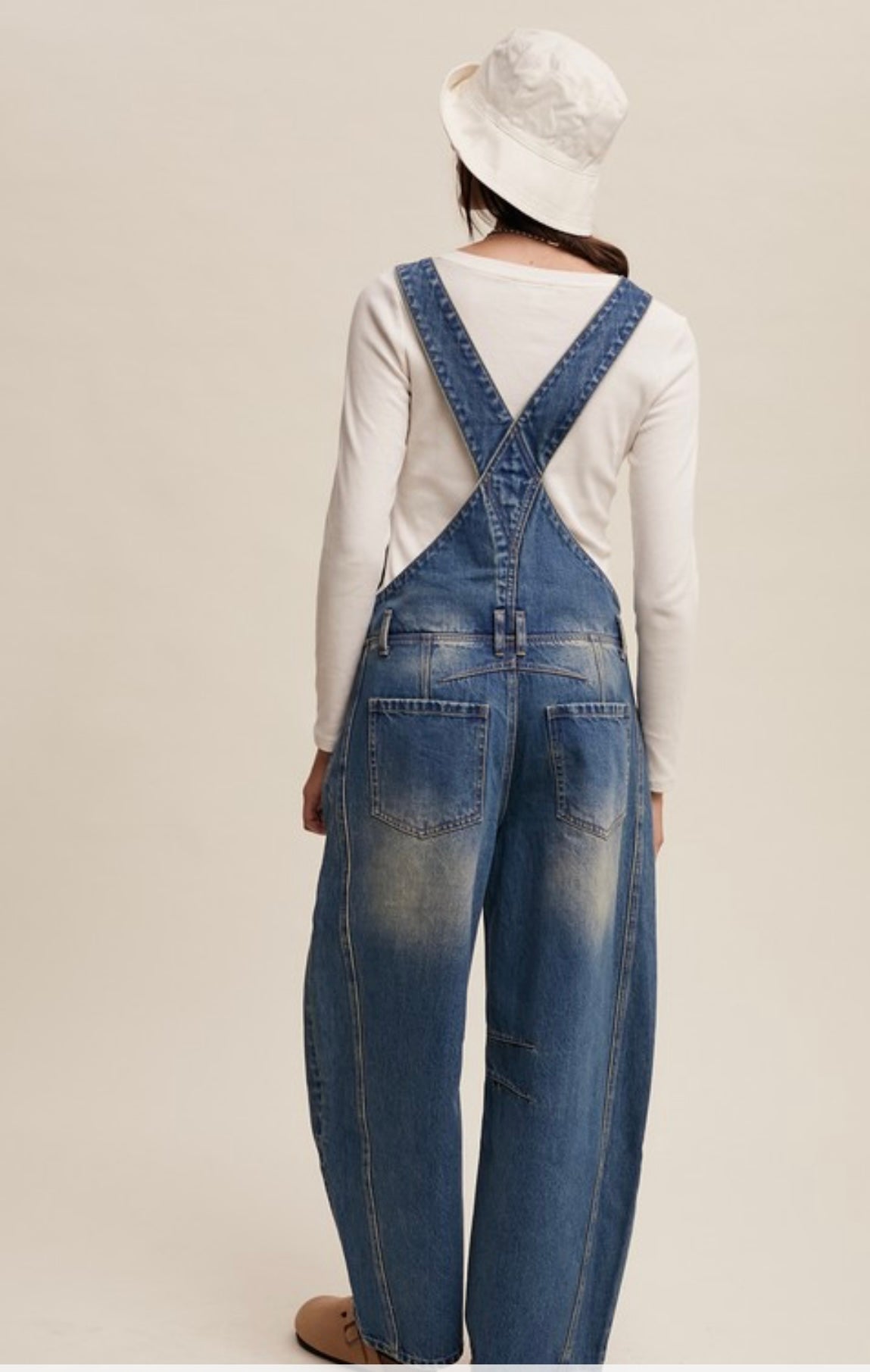 Denim Barrel Overalls