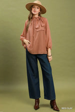 Dot Tie Neck Blouse