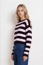 Exposed Hem Striped Sweater