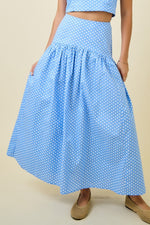 Lt Blue Polka Dot Maxi Skirt