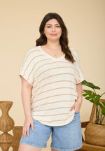 Stripe V-Neck Knit Top