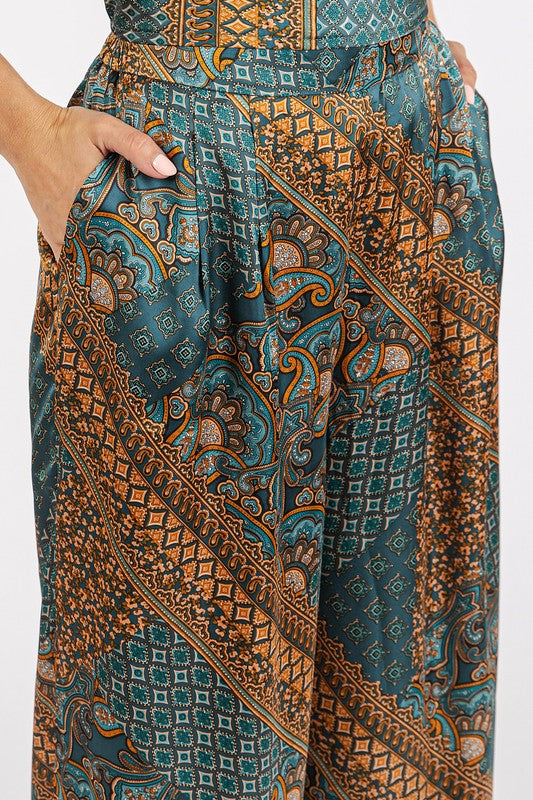 Satin Paisley Pants