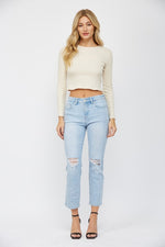 Mid Rise Cigarette Crop Jean