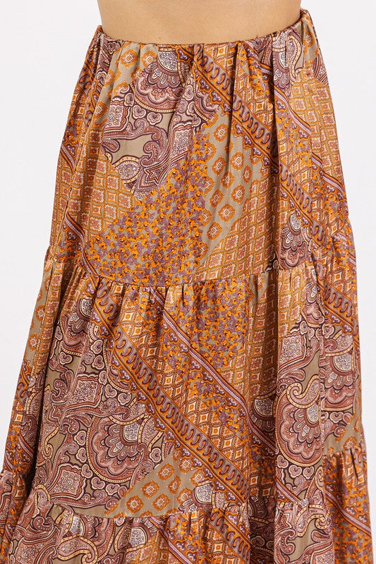 Satin Paisley Skirt