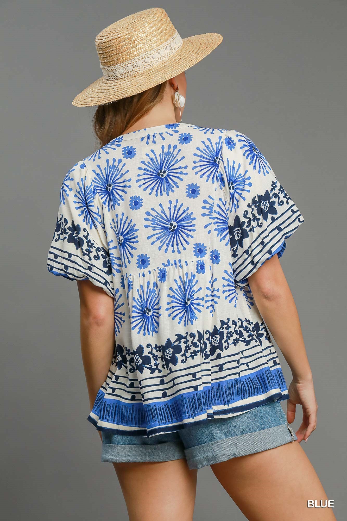 Border On Blue Top