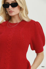 Cable Knit Peplum Sweater