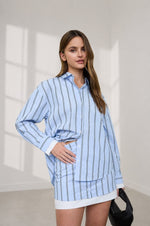 Blue Vertical Stripe Shirt