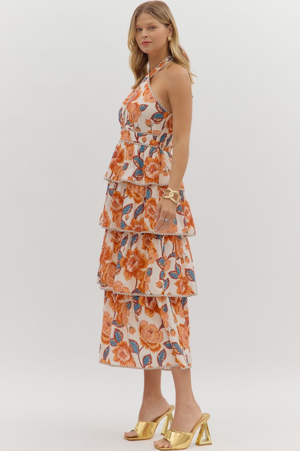Floral Tiered Midi Dress