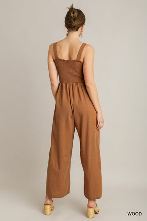 Linen Smocked Jumpsuit