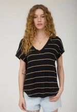 Stripe V-Neck Knit Top