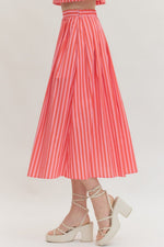 Zoe Striped Midi Skirt