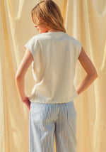Pleated Cap Sleeve Tee