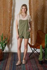 Tie Strap Cuffed Overalls